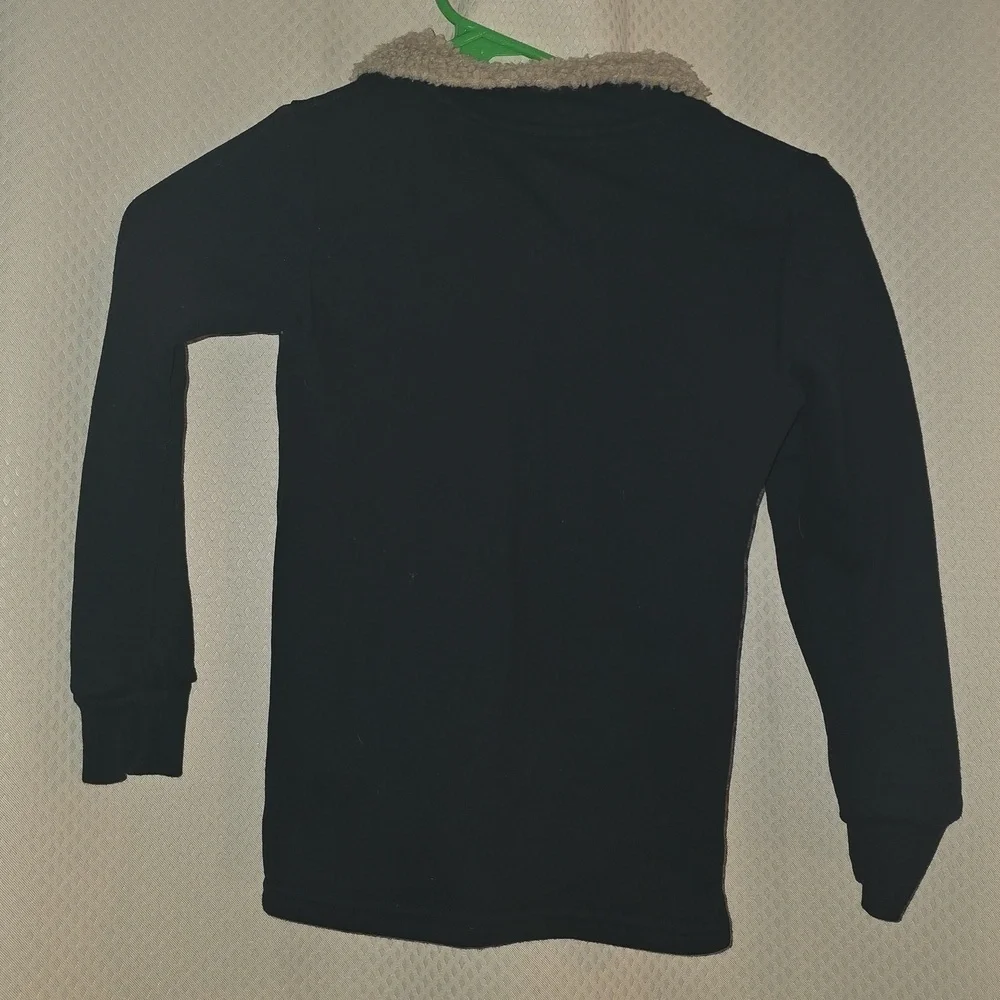 Carter's Black Zip-Up Sweater with Tan Collar